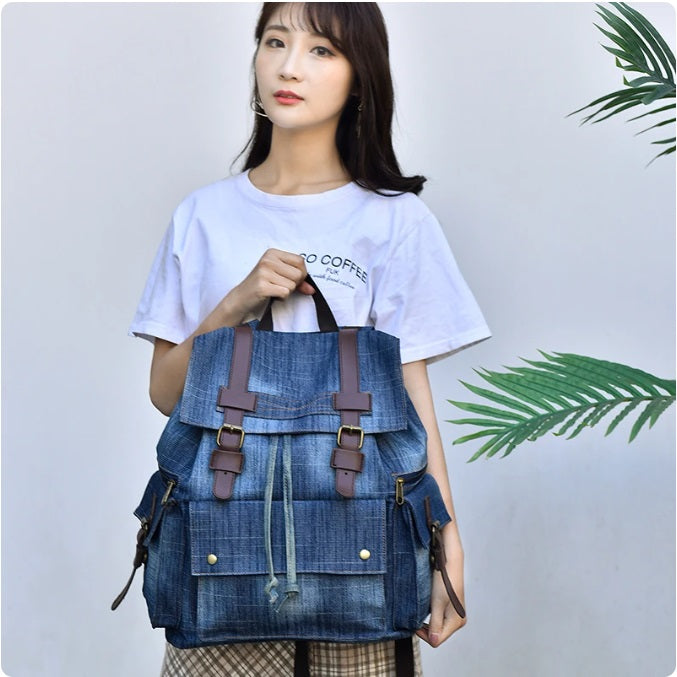 MOCHILA VAQUERA DENIM MULTIBOLSILLO
