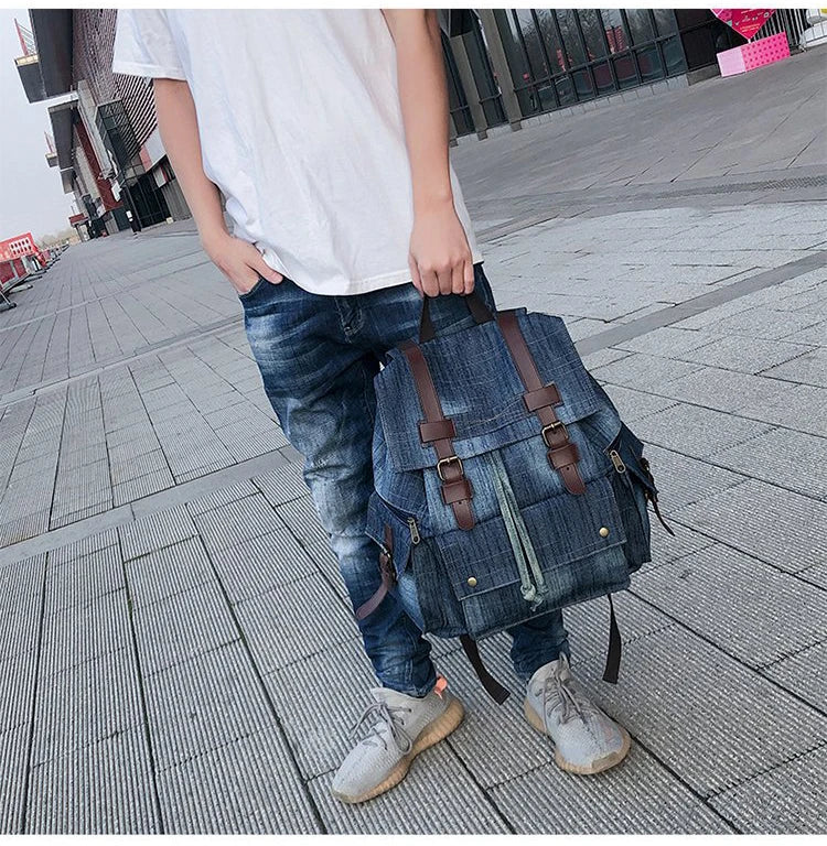 MOCHILA VAQUERA DENIM MULTIBOLSILLO