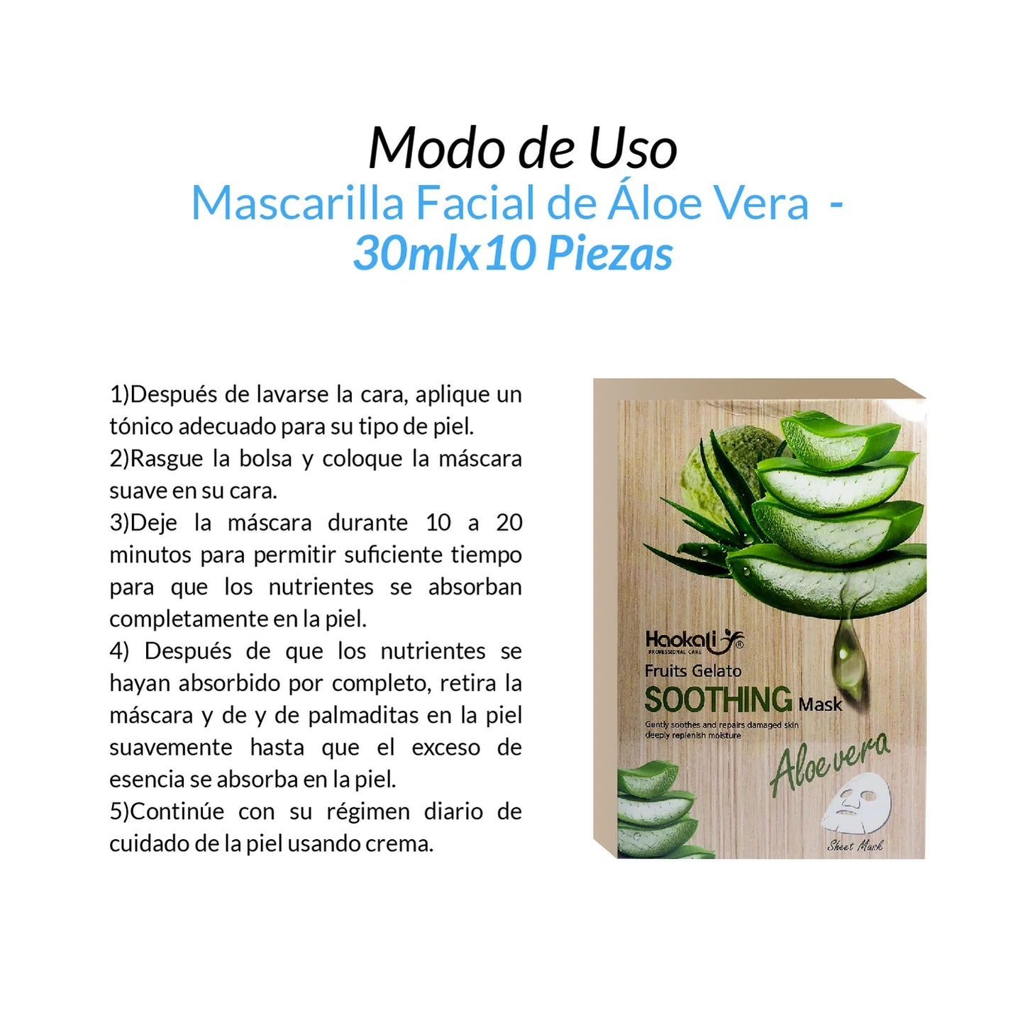 Mascarilla Calmante de Aloe Vera 30mlx10