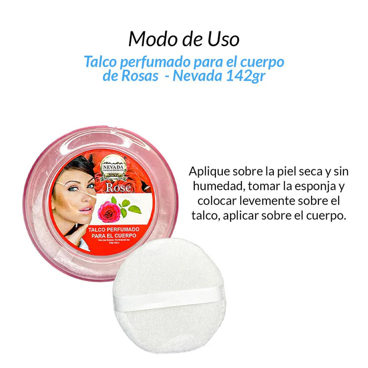 Talco perfumado para el cuerpo de Rosas