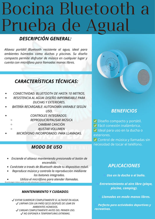 PARLANTE SPASH PROOF ,RESISTENTE AL AGUA